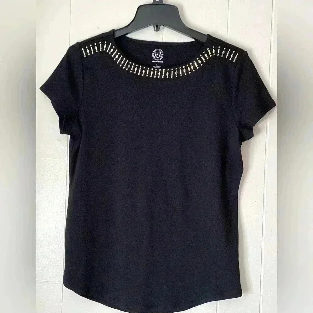 Westport 1962 Black Bejeweled Shirt SIZE LARGE